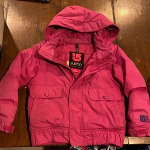 Girls size 4 Burton winter jacket and brand new Ripzone mits